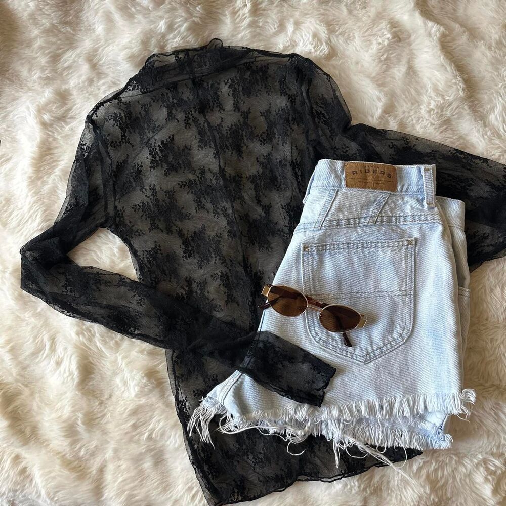 Free-people Women's black lace top